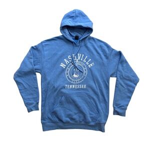 Nashville Tennessee Hoodie Sweatshirt Blue Music City Guitar Pullover Mens Large